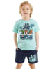 Denokids 2-delige outfit "Lets Surf" lichtblauw/donkerblauw