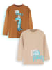 Denokids 2-delige set: longsleeves lichtbruin/beige