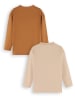 Denokids 2-delige set: longsleeves lichtbruin/beige