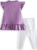 Denokids 2-delige outfit paars/wit