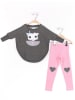 Denokids 2tlg. Outfit "Dear Kitty" in Anthrazit/ Rosa