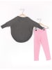 Denokids 2-delige outfit "Dear Kitty" antraciet/lichtroze