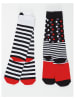 Denokids 2-delige set: kniesokken zwart/wit/rood