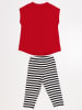 Denokids 2-delige outfit "Meow Pow" rood/zwart