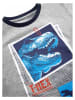 Denokids 2-delige outfit "T-rex Info" grijs/blauw