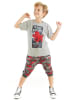 Denokids 2-delige outfit "Triceratops" grijs/meerkleurig