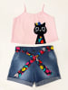 Denokids 2tlg. Outfit "Cat in Flowers" in Rosa/ Blau