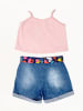 Denokids 2-delige outfit "Cat in Flowers" lichtroze/blauw