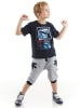 Denokids 2tlg. Outfit "T-rex Info" in Schwarz/ Grau
