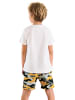 Denokids 2-delige outfit "Motocycle" wit/grijs/geel