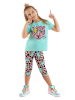 Denokids 2-częściowy zestaw w kolorze turkusowym ze wzorem