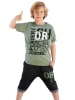 Denokids 2-delige outfit: "Player 08" kaki/antraciet