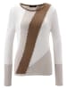 Aniston Pullover in Camel/ Weiß