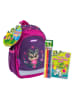 Jolly Kleurterschoolrugzakset "Eule" paars - (B)23 x (H)33 x (D)13 cm
