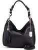 Anna Morellini Leder-Schultertasche "Fiorella" in Schwarz - (B)30 x (H)27 x (T)9 cm