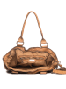 Mia Tomazzi Leder-Schultertasche "Sirio" in Hellbraun - (B)34 x (H)29 x (T)13 cm