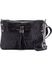 Mia Tomazzi Leder-Umhängetasche "Abano" in Schwarz - (B)23 x (H)16 x (T)2 cm