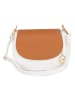 Mia Tomazzi Leder-Umhängetasche "Eschilo" in Weiß/ Cognac - (B)23 x (H)19 x (T)8 cm