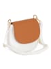 Mia Tomazzi Leder-Umhängetasche "Eschilo" in Weiß/ Cognac - (B)23 x (H)19 x (T)8 cm