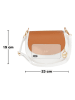 Mia Tomazzi Leder-Umhängetasche "Eschilo" in Weiß/ Cognac - (B)23 x (H)19 x (T)8 cm