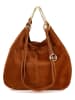 Mia Tomazzi Leren handtas "Tarabella" lichtbruin - (B)34 x (H)30 x (D)11 cm