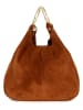 Mia Tomazzi Leren handtas "Tarabella" lichtbruin - (B)34 x (H)30 x (D)11 cm