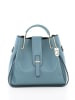 Lucca Baldi Leren handtas "Vinci" lichtblauw - (B)33 x (H)28 x (D)13 cm