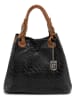 Lucca Baldi Leder-Schultertasche "Sarzana" in Schwarz - (B)37 x (H)45 x (T)15 cm