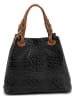 Lucca Baldi Leder-Schultertasche "Sarzana" in Schwarz - (B)37 x (H)45 x (T)15 cm