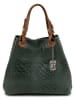 Lucca Baldi Leder-Schultertasche "Sarzana" in Grün - (B)37 x (H)45 x (T)15 cm