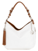 Lia Biassoni Skórzana torebka "Garga" w kolorze biało-jasnobrązowym - 36 x 26 x 10 cm
