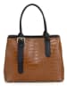 Mia Tomazzi Leder-Henkeltasche "Berengario" in Hellbraun/ Schwarz - (B)31 x (H)24 x (T)11 cm