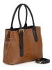 Mia Tomazzi Leder-Henkeltasche "Berengario" in Hellbraun/ Schwarz - (B)31 x (H)24 x (T)11 cm