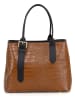 Mia Tomazzi Leder-Henkeltasche "Berengario" in Hellbraun/ Schwarz - (B)31 x (H)24 x (T)11 cm