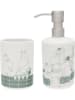 Moomin 2-delige set: zeepdispenser met tandenborstelbeker wit/grijs