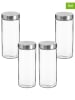 Joybos 4er-Set: Vorratsgläser in Transparent/ Silber - 2 l