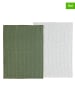 SÖDAHL 2-delige set: theedoeken "Line" wit/olijfgroen - (L)70 x (B)50 cm