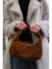 maison héritage PARIS Leder-Henkeltasche "Gisor Suede" in Hellbraun - (B)29 x (H)29 x (T)10 cm