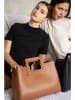 maison héritage PARIS Leren handtas "Jini" lichtbruin - (B)30 x (H)22 x (D)10 cm