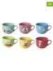 Trendy Kitchen by EXCÉLSA 6-delige set: koffiekoppen "Peanuts" meerkleurig - 400 ml