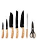 Trendy Kitchen by EXCÉLSA 8tlg. Messerblock-Set "Wood" in Schwarz/ Hellbraun