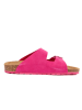 billowy Leder-Pantoletten in Fuchsia