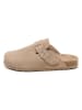 billowy Leder-Clogs in Beige