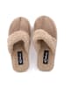 billowy Leder-Hausschuhe in Beige