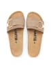billowy Leren slippers beige