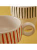 BELLA MAISON 2-delige set: koffiekoppen "Stripe" wit/blauw/rood - 105 ml