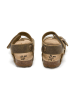 billowy Leder-Sandalen in Khaki