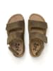 billowy Leder-Sandalen in Khaki