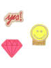 Lässig 3-delige set: patches "Diamant" geel/roze