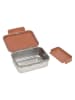 Lässig Edehlstahl-Lunchbox "Happy Prints" in Hellbraun/ Silber - (L)17 x (B)13 x (H)6 cm